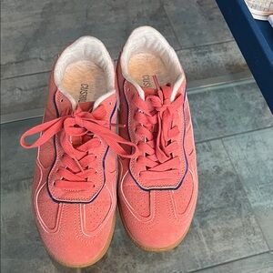 Coral Suede look Sneakers with Navy Trim